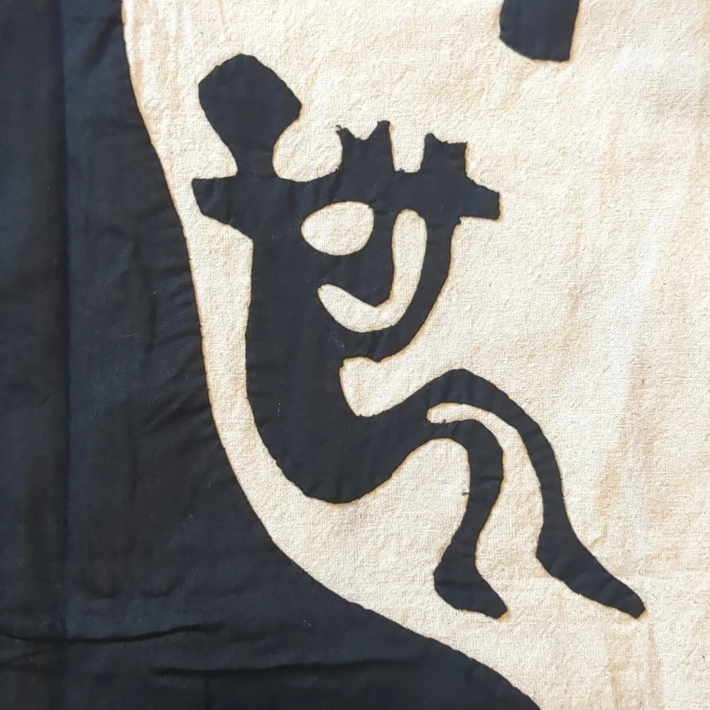 Huge Black and Tan Tree of Life Hand Appliqued Wall Hanging Tapestry